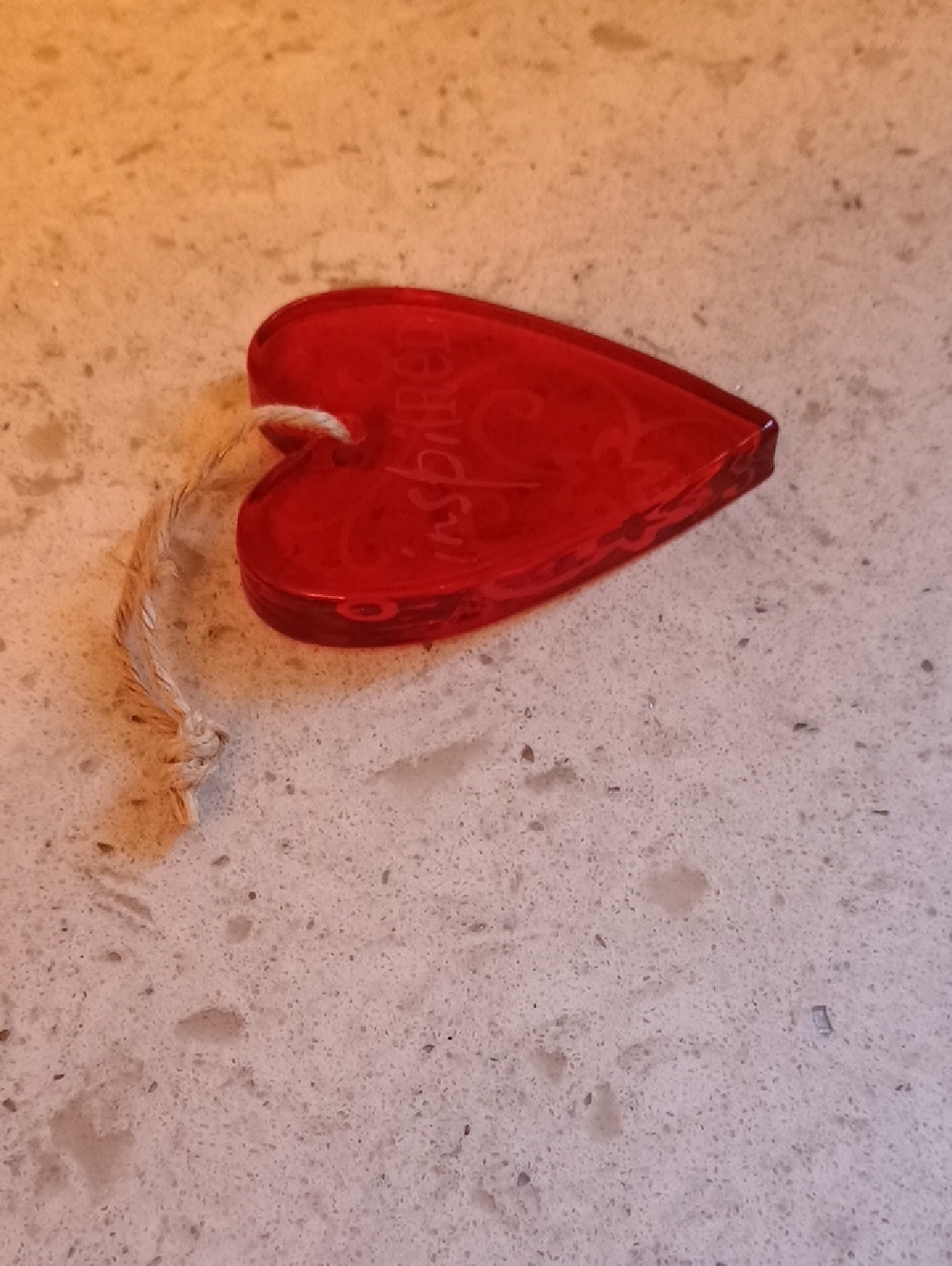 2007 Hallmark Inspi(Red) Red Heart Hanging Ornament with Rope - Picture 7 of 7